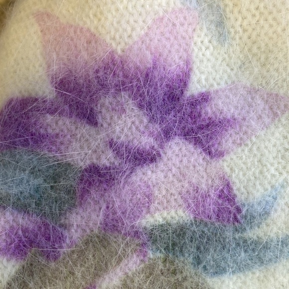 Lee Sands Women’s Orchid and Monstera Print Angora Cardigan Sweater Size 1X NWOT - Picture 8 of 14